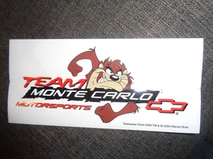 TEAM MONTE CARLO MOTORSPORTS TASMANIAN DEVIL VINTAGE STICKER 6.25X3- ORIGINAL! - Bild 1 von 2