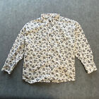 Lee Button Up Top Womens XXL White Tiny Black Flowers Long Sleeves Casual