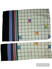 Vintage 80s Cannon Grid Graph Geometric Neon Black Standard Pillowcases Set of 2