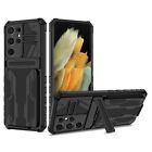 For Samsung S21 S23 S22 Hybrid PC Case Card Slot Holder Shockproof Stand Cover