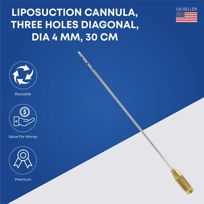 Liposuction Cannulas 3 Holes Diagonal Fat Transfer 4mm x 30cm German Grade - Image 1 of 2