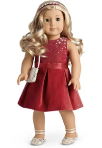 NIB American Girl Tis the Season Red Party Dress Outfit with Shoes Headband NEW! - Picture 1 of 3
