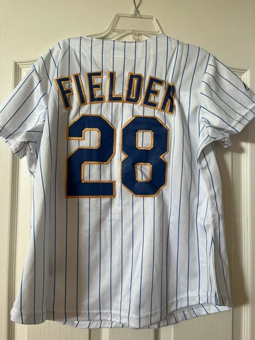 Milwaukee Brewers Majestic Prince Fielder Jersey Kids Large Pinstripe Cover