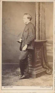 CDV Antique Photo Carte Visite Young Man Weird Corrected Eye Melton Chatham UK - Picture 1 of 5