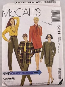 Jacket Top Scarf Skirt Pants McCalls Sewing Pattern 5611 Size 16 18 20 UC FF VTG - Picture 1 of 3