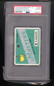 1997 Masters Distintivo PSA Slabbed Tiger Woods 1a vittoria masters 2x biglietto autentico - Foto 1 di 2