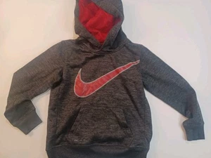 Nike Unisex Gray An Red hoodie Sweat Shirt Size X Small 4 Years Pullover Dri Fit - Picture 1 of 5