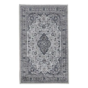 Linon Emerald Barton Woven Microfiber Polyester 2'2"x3'2" Rug in Cream - Picture 1 of 8