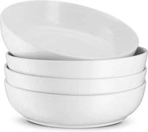 Set of 4 Large 40oz White Ceramic Pasta Bowls – Microwave & Dishwasher Safe - Picture 1 of 11
