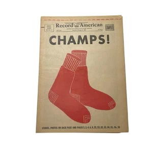 Periódico Vintage Record American Champs 2 de octubre de 1967 Medias Rojas ganan banderín MLB - Imagen 1 de 4