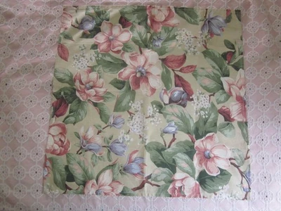 huge Large floral pink slate blue tan sewing craft fabric 24 x 24" hemmmed - Image 1 of 4