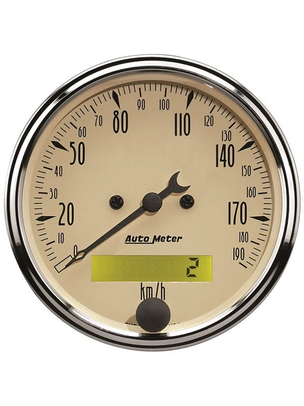 Auto Meter 3-1/8 Speedometer, 0-190 KM/H, Electric, Antique Beige (1887-M) - Image 1 of 4