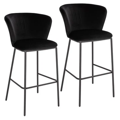 B-Ware SVITA KATE 2er Set Barhocker Hochhocker Theke Tresenstuhl Samt Schwarz - Bild 1 von 4