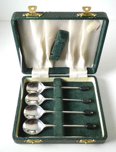Cucharas de té con acabado de grano de café plato Yeomans Inglaterra EPNS en caja - Imagen 1 de 8