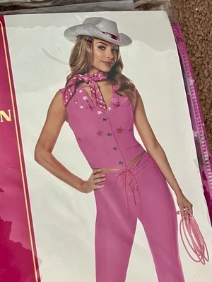 Adult LARGE - Barbie Movie WESTERN BARBIE Costume Outfit Pink Cowgirl NEW - Image 1 of 4