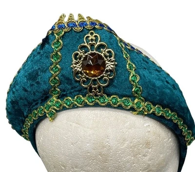 Disfraz Diadema Corona Halloween Verde Embellecido Fieltro Oro Ribete Talla Única LEER Foto 1 de 4