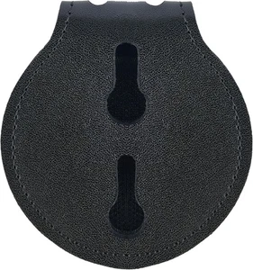 Porta badge polizia universale in pelle di mucca nera, porta sceriffo rotondo - Foto 1 di 6