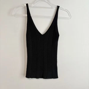 Anthropologie Ribbed Knit Sweater V-Neck Tank Top Sleveless Black size XS - Bild 1 von 3