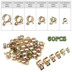 Spring Clip 60Pcs Waterproof Air Clamp Fastener Fuel Line Metal Set Steel - Picture 1 of 12