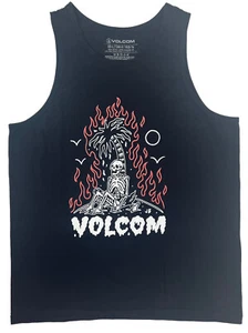 Volcom Youth Black Graphic Tank Top Shirt Boys Size L Fire Island Skeleton Hot - Picture 1 of 5