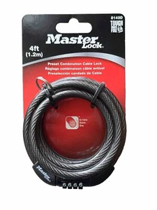 Master Lock Preset Combination Bicycle 4 Foot Cable Lock Black Outdoor Equipment - Picture 1 of 3