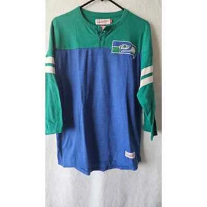 Men's Large Seattle Seahawks Mitchell & Ness quarter sleeve quarter sleeve tee - Picture 1 of 6