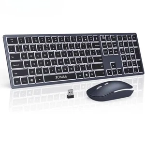 Wireless Ultra Slim Full Size Keyboard and Mouse Combo Rechargeable 2.4G USB - Picture 1 of 22