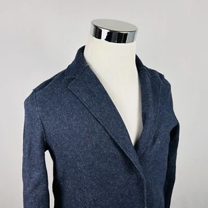 Banana Republic XS Flannel Coat Dark Blue Mario Bellucci Wool Blend Snap Front - Picture 1 of 6