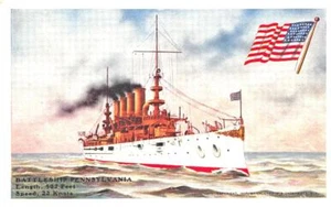 U.S.S. Battleship Pennsylvania Early Postcard - Picture 1 of 1