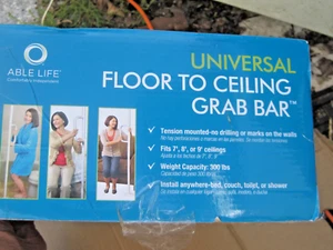 Able Life Universal Floor to Ceiling Grab Bar, Stability Rail with Support -NEW! - Picture 1 of 7