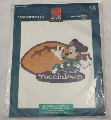 Disney Mickey Unlimited TOUCHDOWN Counted Cross Stitch Kit 36025 Football NIP - Image 1 of 4