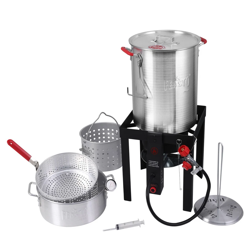 FEASTO 22701 4-in-1 30 Qt. Turkey and 10 Qt. Fish Fryer Boiler Steamer Set
