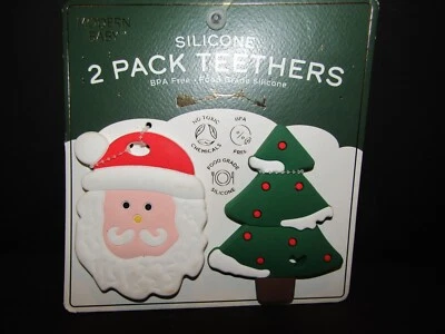 Modern Baby SILCONE Set of 2 Teethers SANTA & CHRISTMAS TREE BPA Free - Image 1 of 4