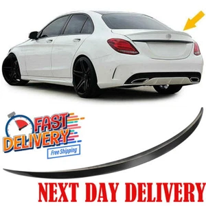 FOR MERCEDES BENZ W205 C CLASS REAR TRUNK SPOILER BOOT SPOILER LIP GLOSS BLACK - Picture 1 of 13