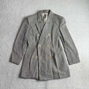 Valentino Blazer Jacket Womens 38/4 Gray Tweed Double Breasted Lined Mid Length - Picture 1 of 15