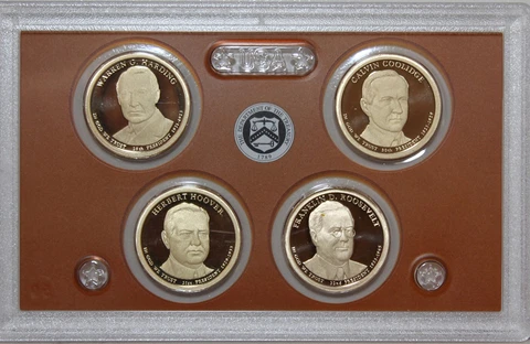2014 S Presidential Dollar  US Mint Poof set in Lense NO BOX or COA 4 US Coins Cover
