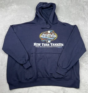 Felpa con cappuccio vintage New York Yankees 2003 World Series Majestic uomo 2XL blu a sacco - Foto 1 di 10