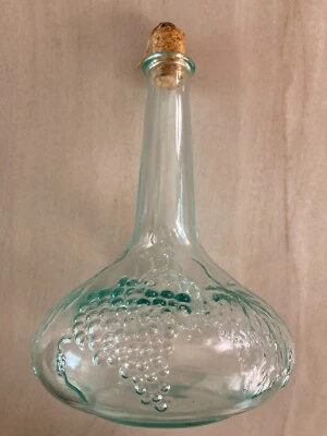 Decantador de vidrio verde azulado transparente italiano colección Country Home Bormioli Rocco vintage Foto 1 de 4
