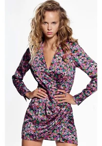 Zara Floral Print Mini Dress Multicolor Long Sleeve V-neck Size XS - Picture 1 of 5