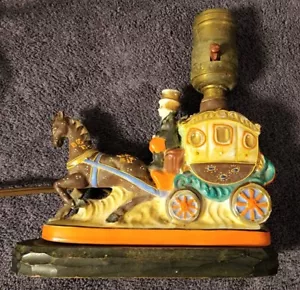 Antique/VTG Lamp 18th Century Horse & Carriage Porcelain Electric - Picture 1 of 9