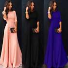Womens 3/4 Sleeve Long Evening Formal Party Prom Ball Gown Maxi Dress