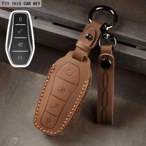 Leather Car Key Case for BYD Atto 3 Han EV Dolphin Remote Control Protect Cover - Picture 1 of 12