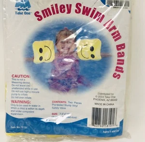 Braccialetti da nuoto giallo Smiley nuovi con scatola - Foto 1 di 2