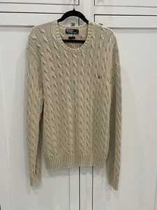 Polo Ralph Lauren Zopfmuster Pullover Rundhals Herren Gr: XL Creme Preppy Beige - Bild 1 von 6