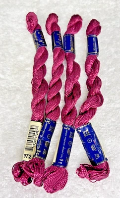 4 MINT Anchor Perle Pearl Cotton #972 Drk Pink Embroidery Floss Vintage Skein - Image 1 of 3
