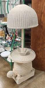 wicker turtle floor lamp table vintage 1970s - Picture 1 of 10