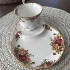 Royal Albert Old Contry Rose Desert Snack Plate Set Teacup Made In England 