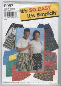 Pantalones Cortos Unisex Simplicity 9057 Patrón Talla XXS - XL Hombres Mujeres y Adolescentes - Imagen 1 de 2