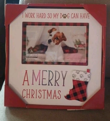 Marco de fotos Malden "Trabajo duro para que mi perro pueda tener una feliz Navidad" madera Foto 1 de 4
