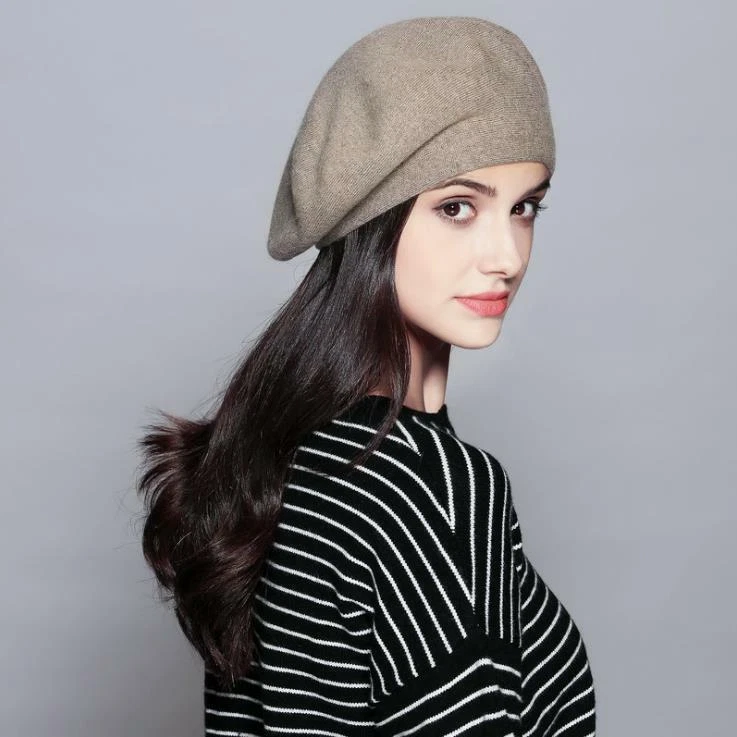 Moda Clásica Vintage Estilo Francés Suave Lana Mezcla Boina Cálida Invierno Sombrero Foto 1 de 4